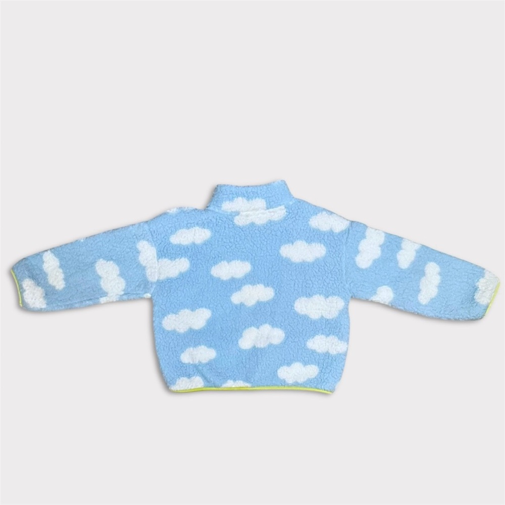Old Navy Girls Blue Cloud Print Sherpa Fleece Zip Jacket Size M (8) - Picture 2 of 3